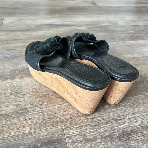 Y2K Coach classic Monogram Canvas with Rosette Platform Slide Sandals - Picture 5 of 6